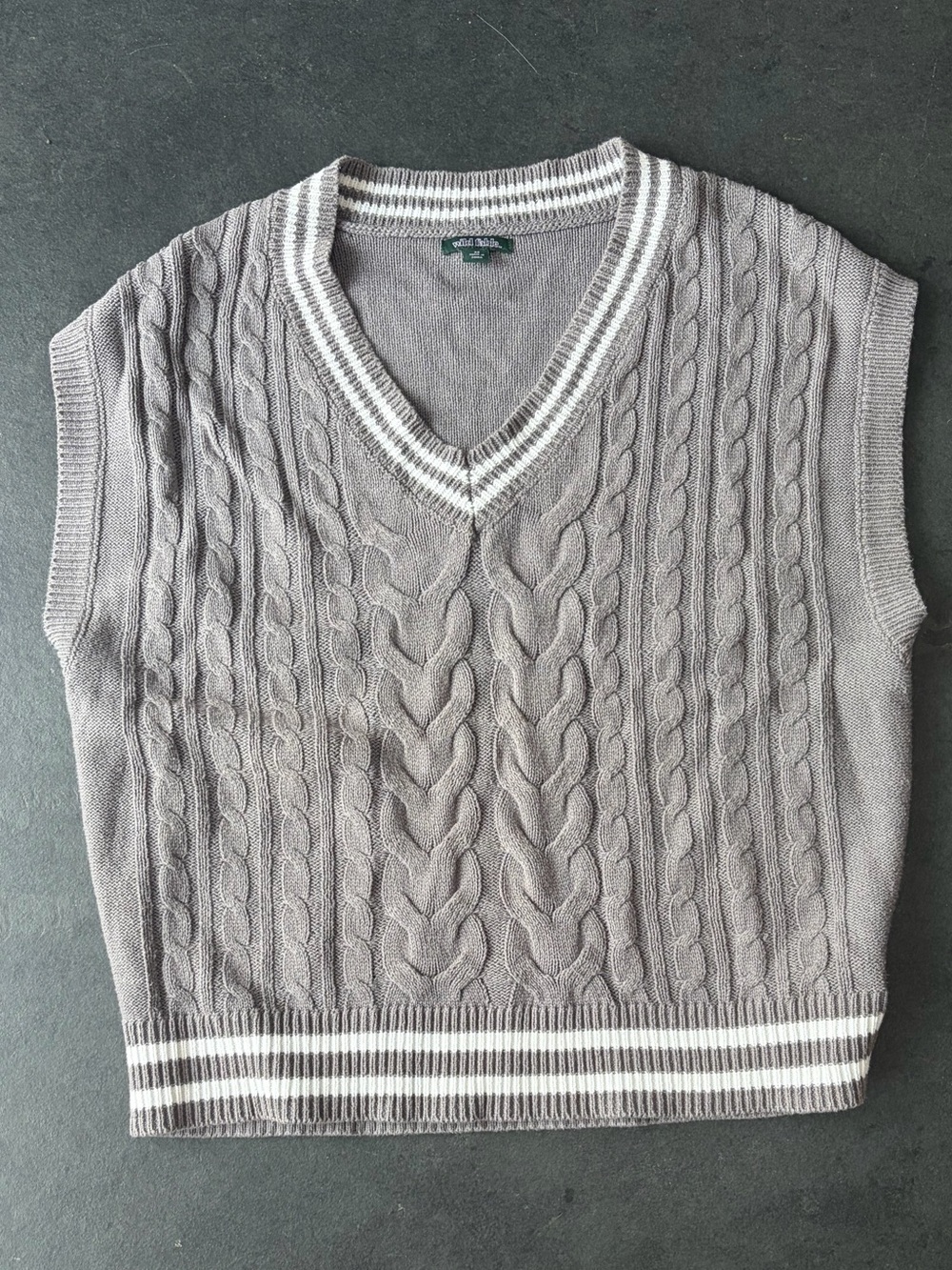 Grey and White Oversized Sweater Vest